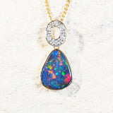 colourful opal diamond gold pendant