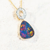 colourful doublet opal pendant with six diamonds