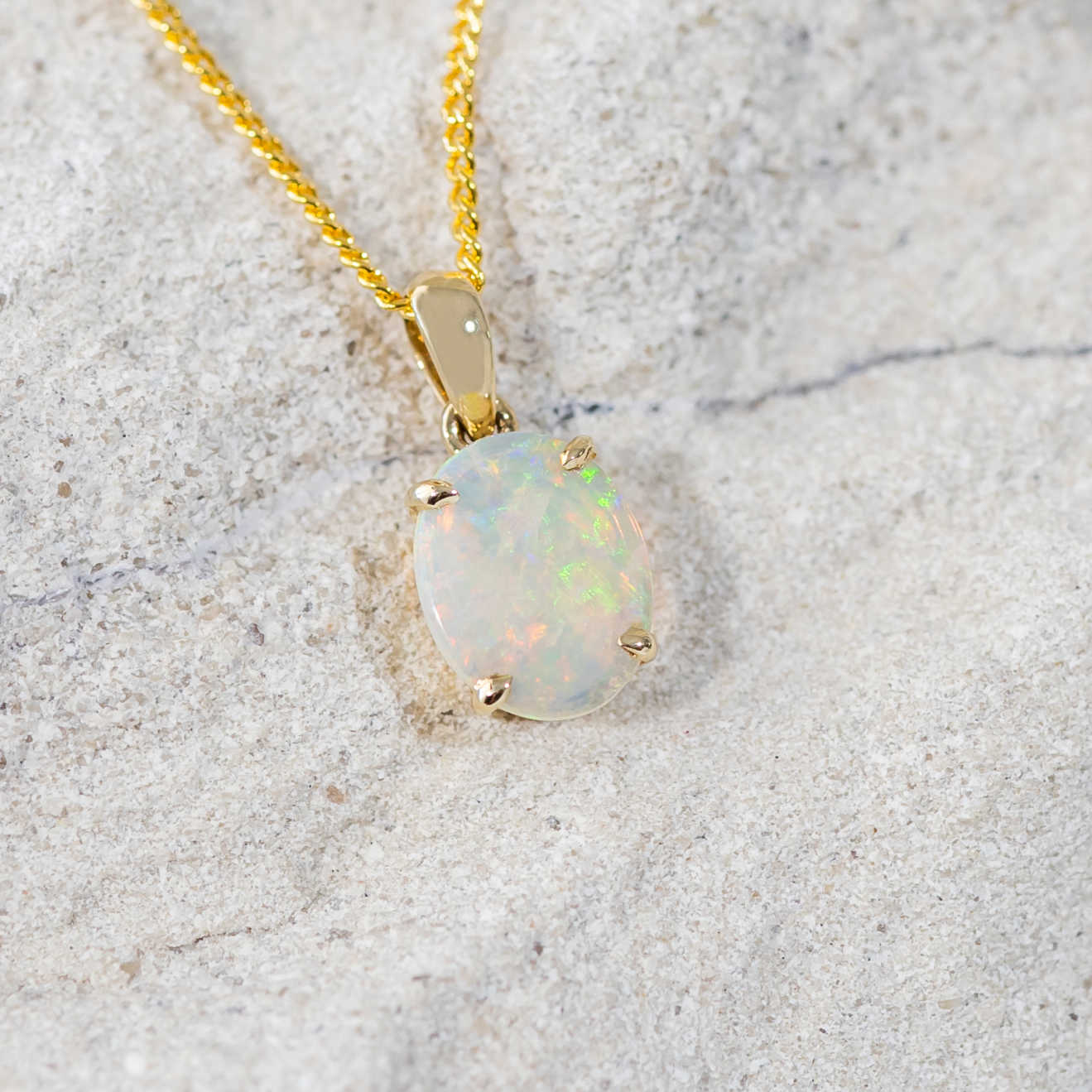 gold crystal opal necklace