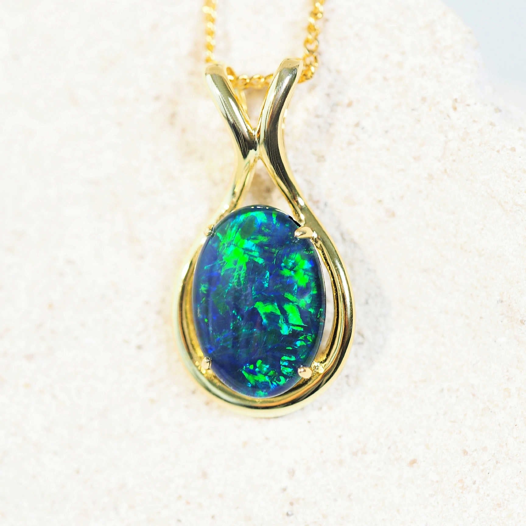 green and blue opal pendant