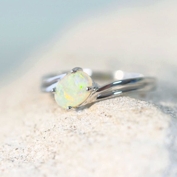 colourful opal white gold ring