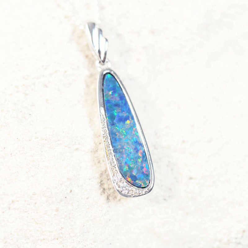 colourful silver opal pendant