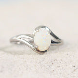 white opal silver rin