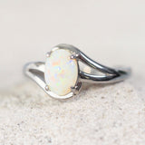 silver south australian white opal ring