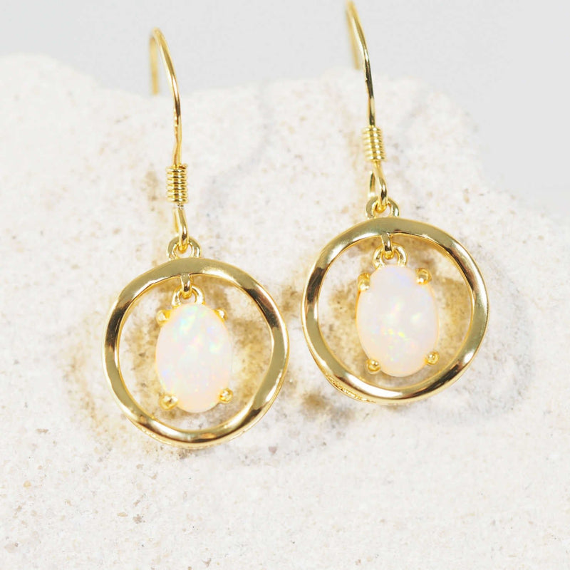 gold plated silver opal earrings