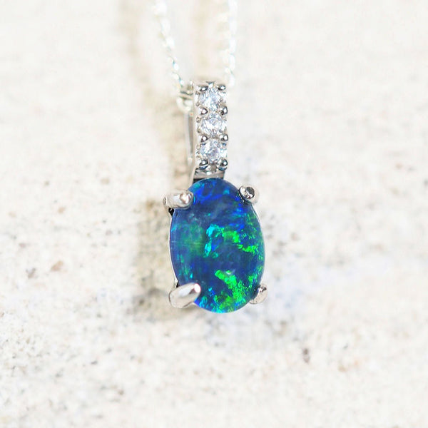 blue and green triplet opal pendant 'Moana'