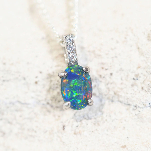 colourful opal pendant with sparkles