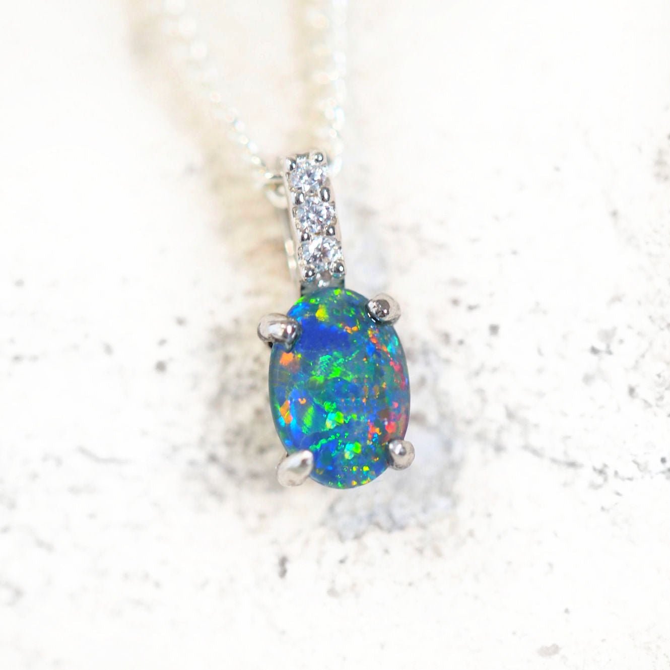 colourful opal pendant with sparkles