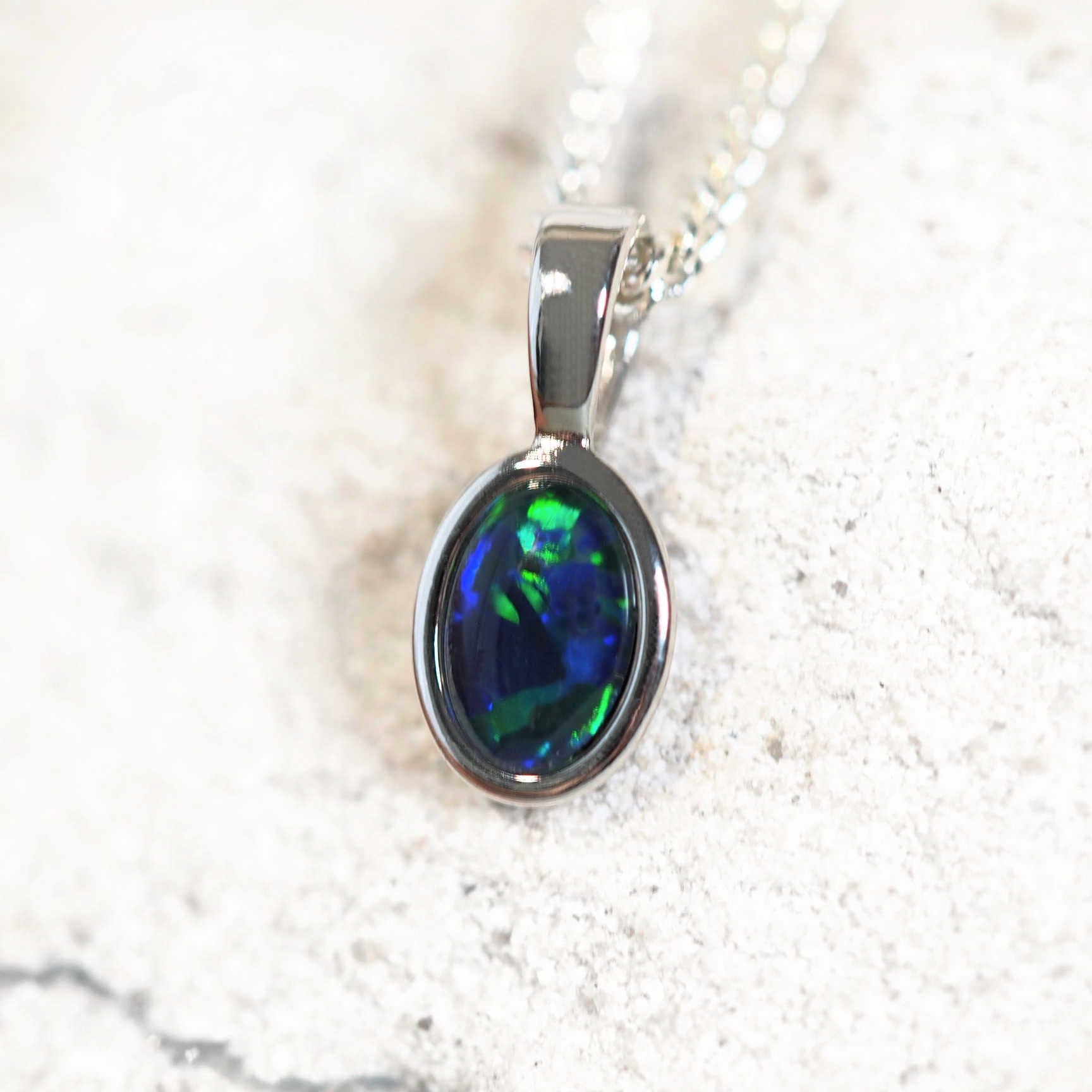 australian opal silver pendant