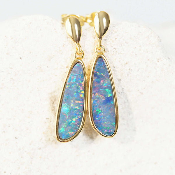 gold plated silver opal earrings