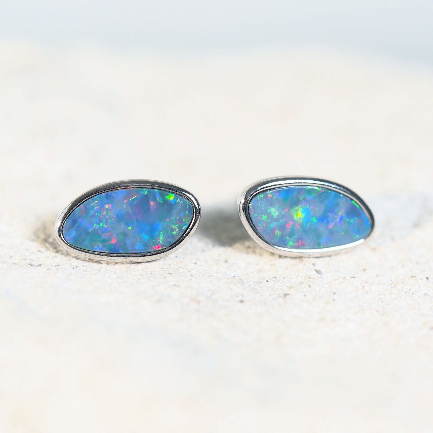 colourful opal earrings silver