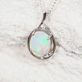 Opal pendant featuring an oval-shaped South Australian solid white opal