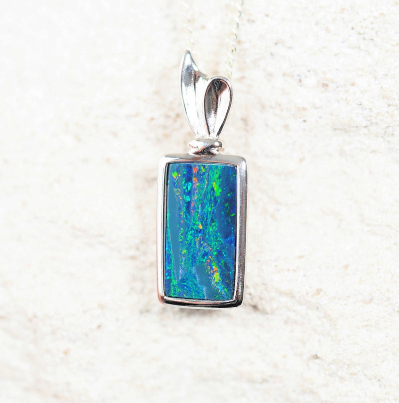 multi-colour speckled opal pendant