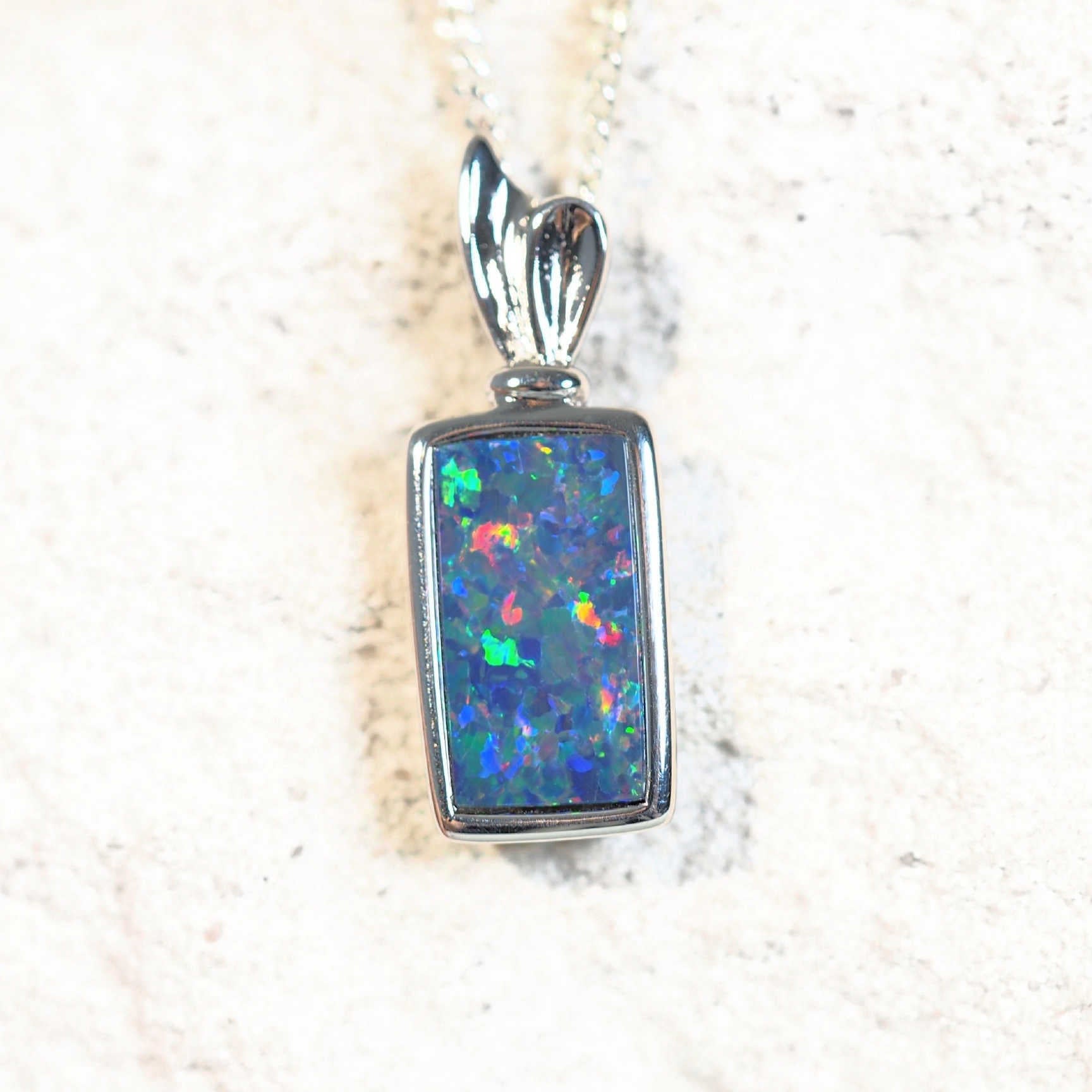 doublet opal silver pendant set with a colourful australian opal