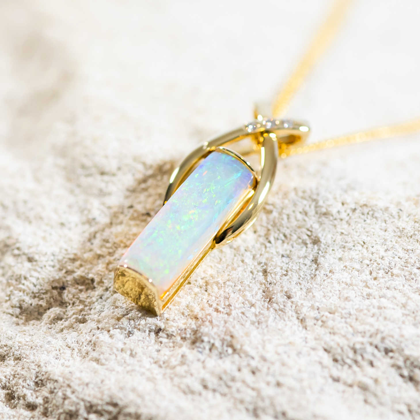 south australian blue and green crystal opal gold pendant