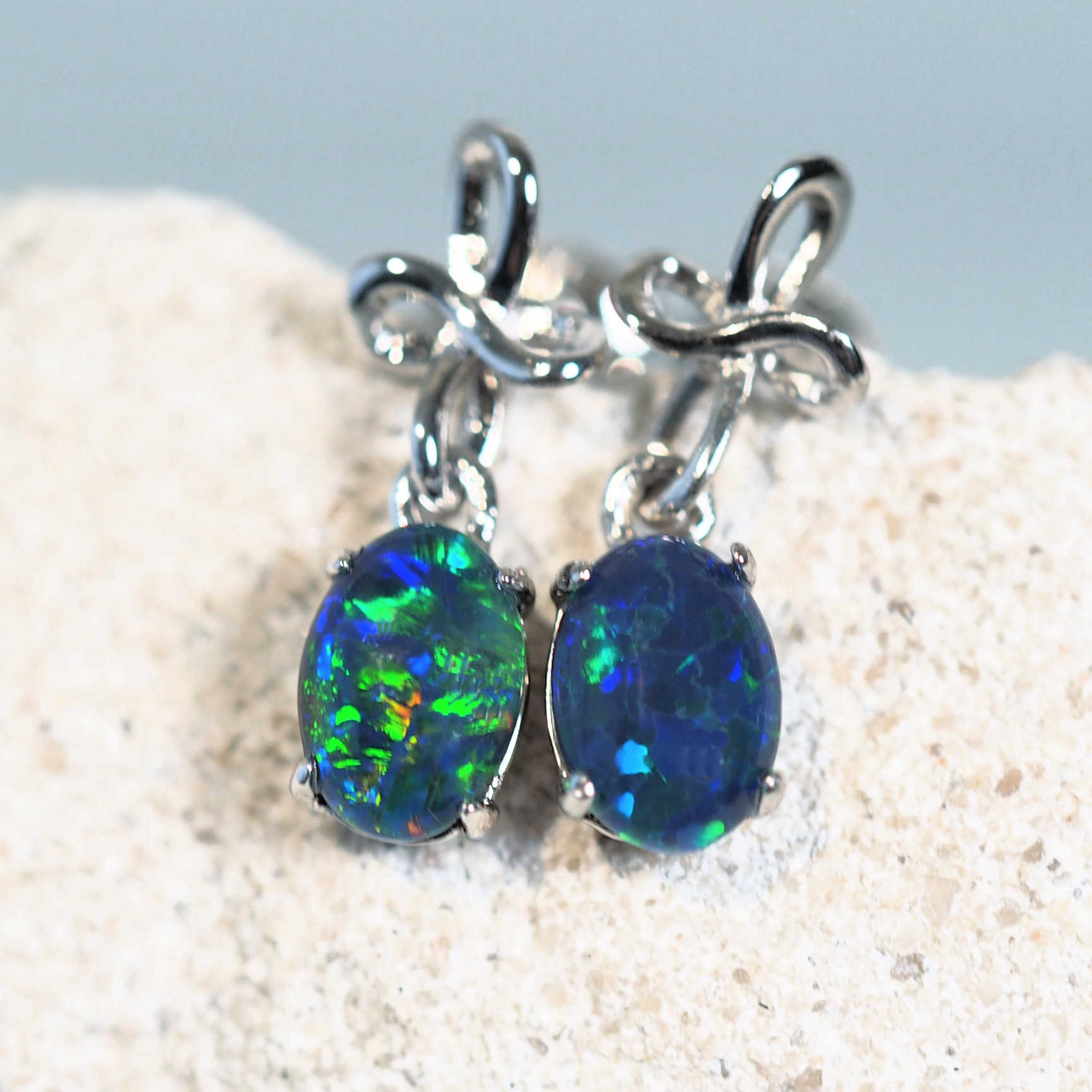 blue and green opal earrings 