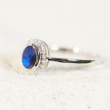 rich blue lightning ridge black opal ring