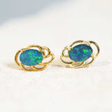 australian opal earrings in gold plated silver