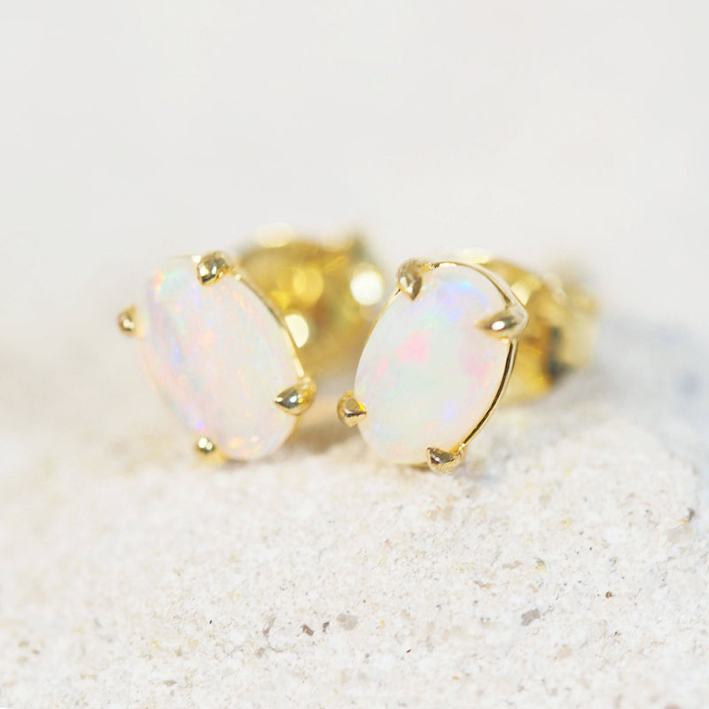 crystal opal stud earrings