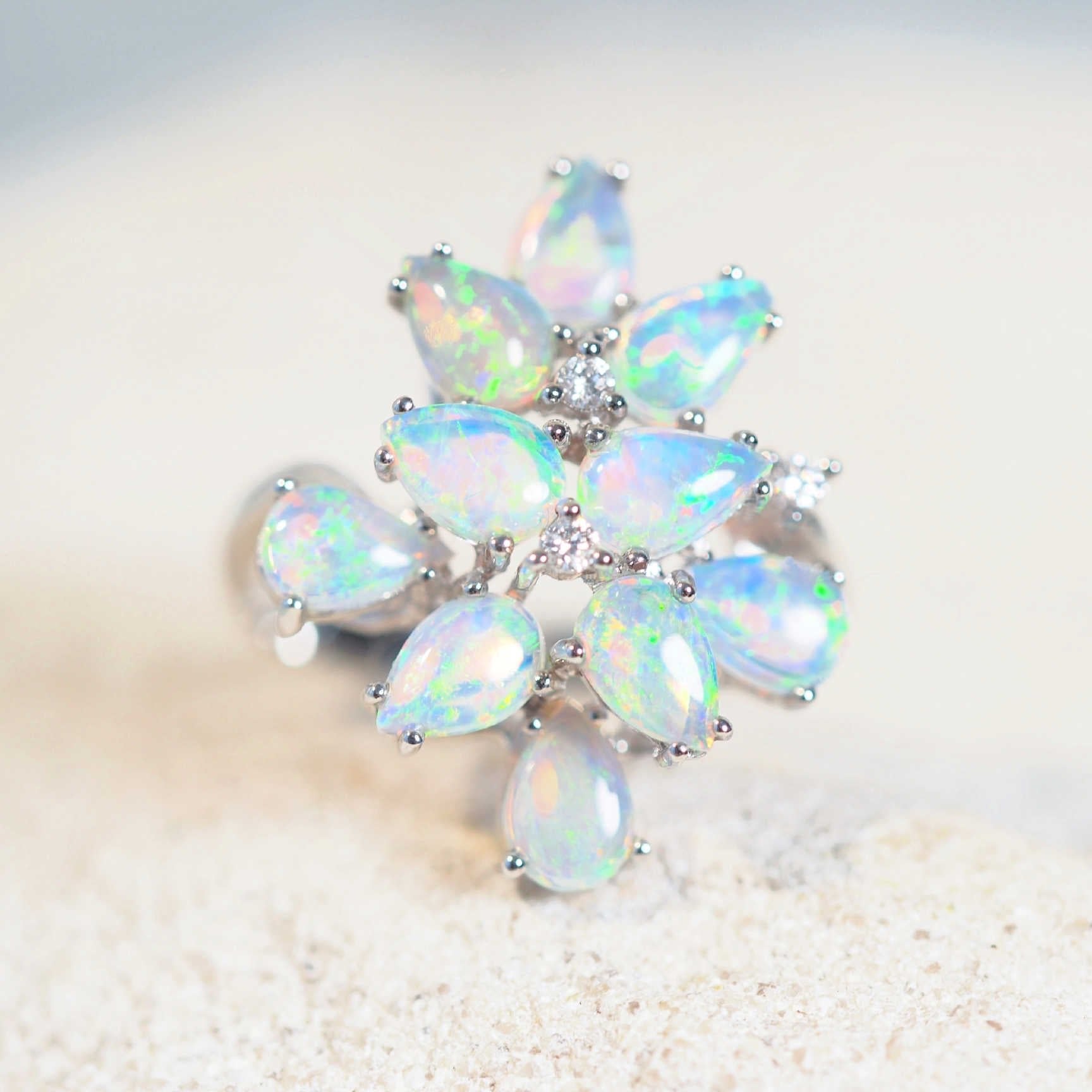 'Pamilla' Crystal Opal Ring 18ct White Gold