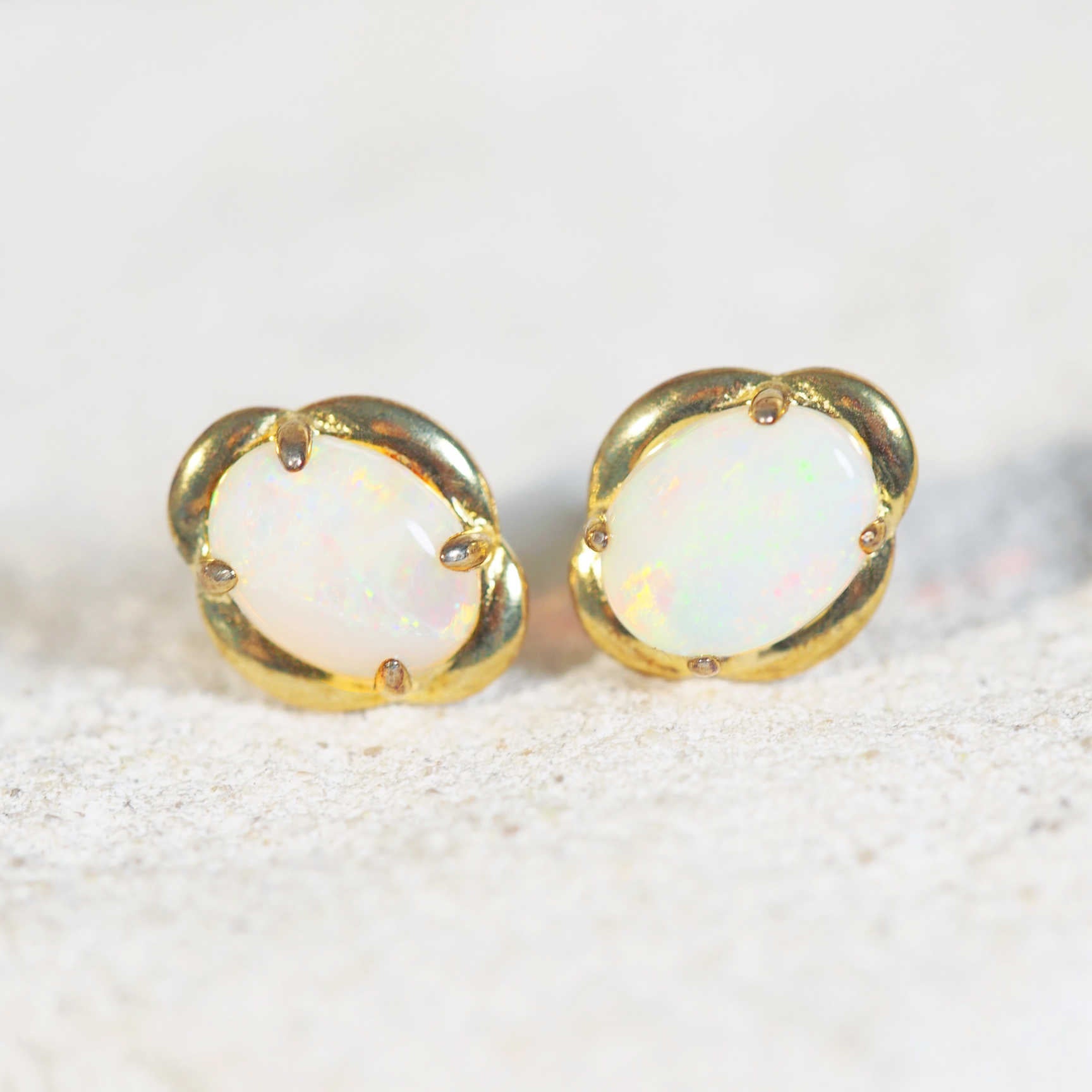 crystal opal gold plated silver earrings