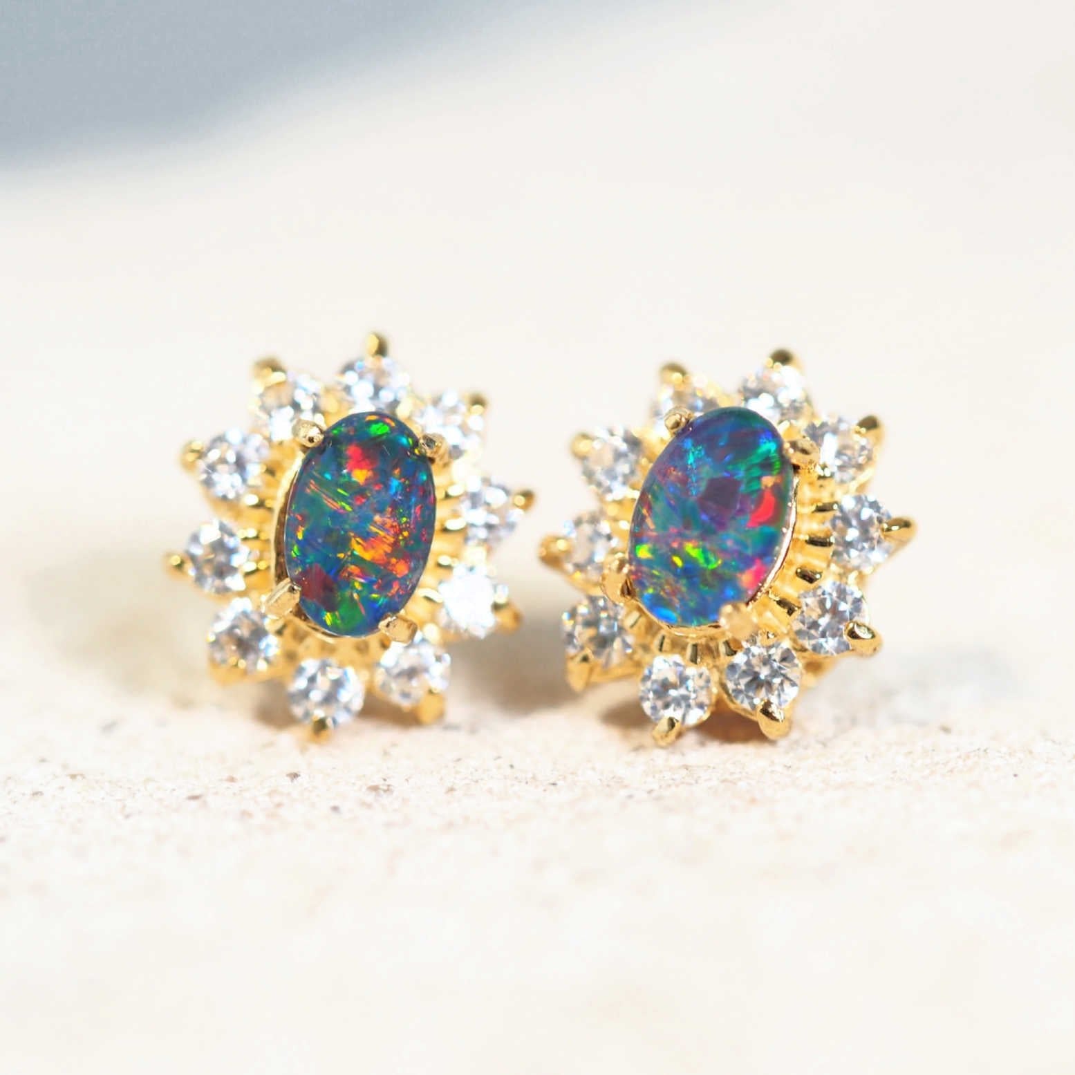 Princess style australian opal earrings