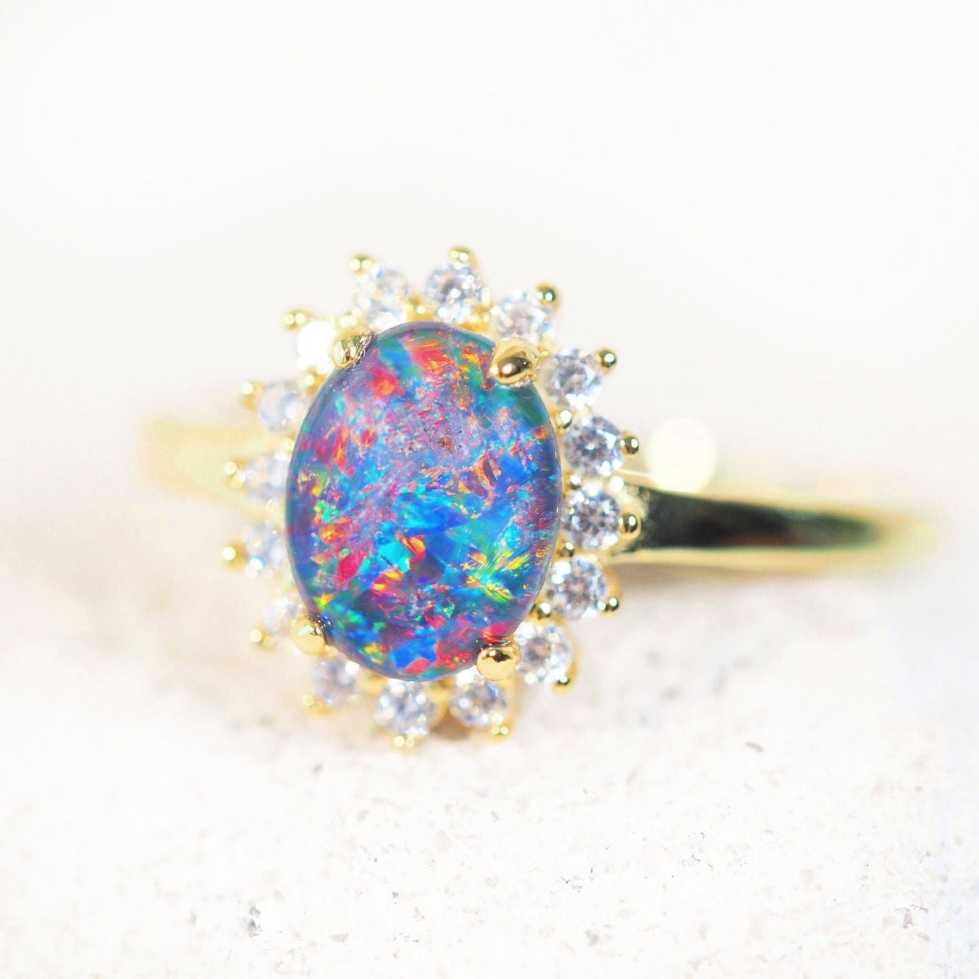 colourful princess design opal ring