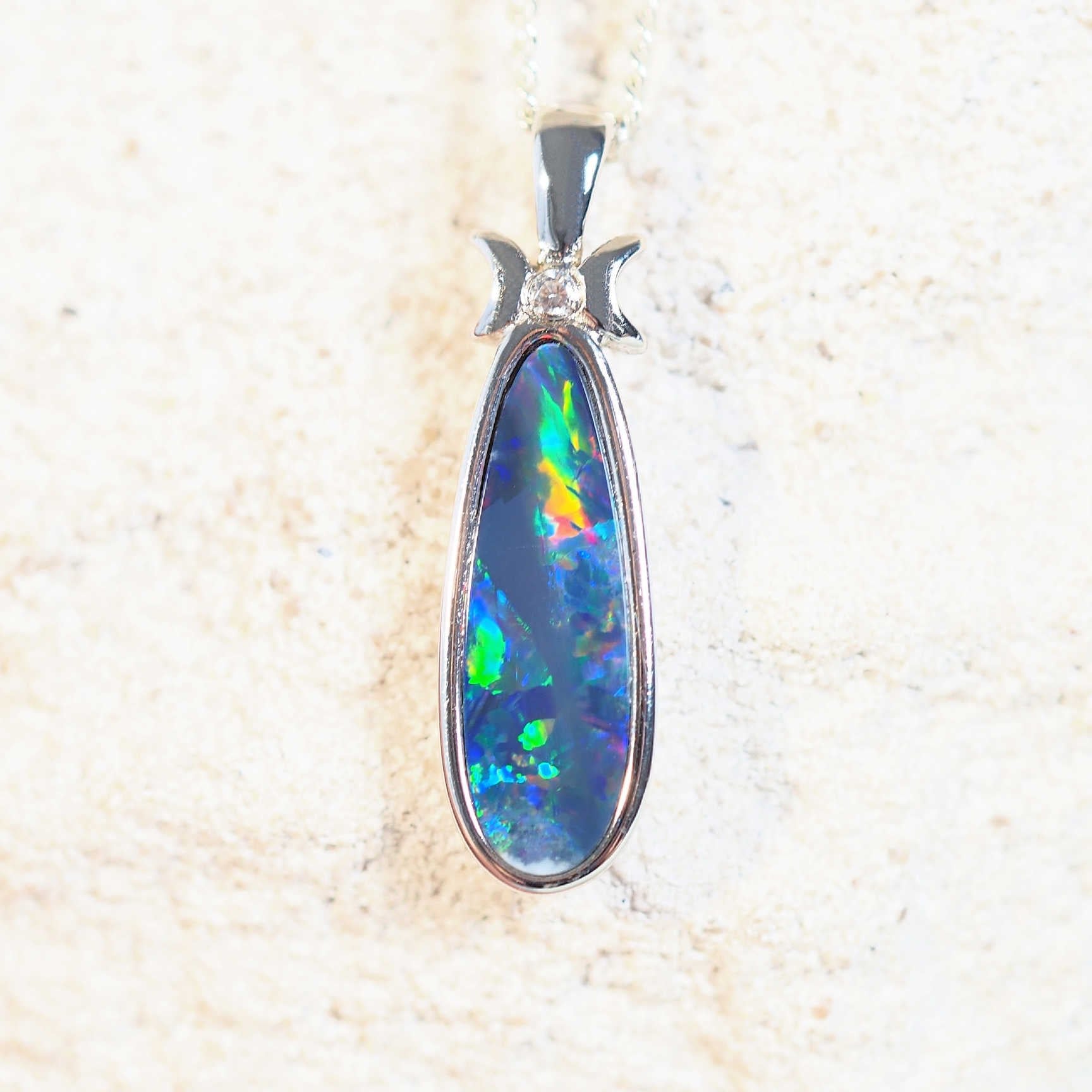 australian doublet opal pendant in sterling silver