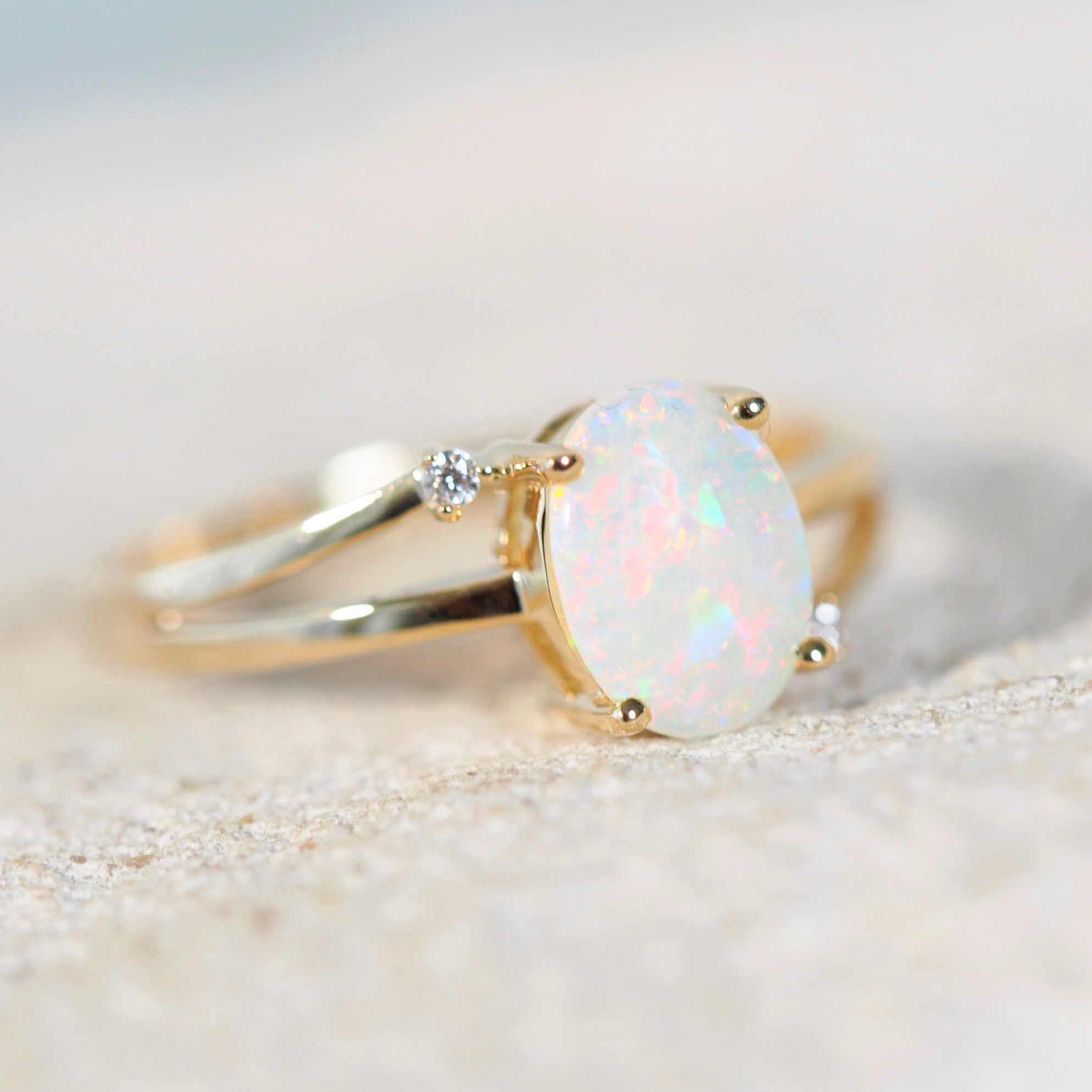 south australian crystal opal ring set in gold