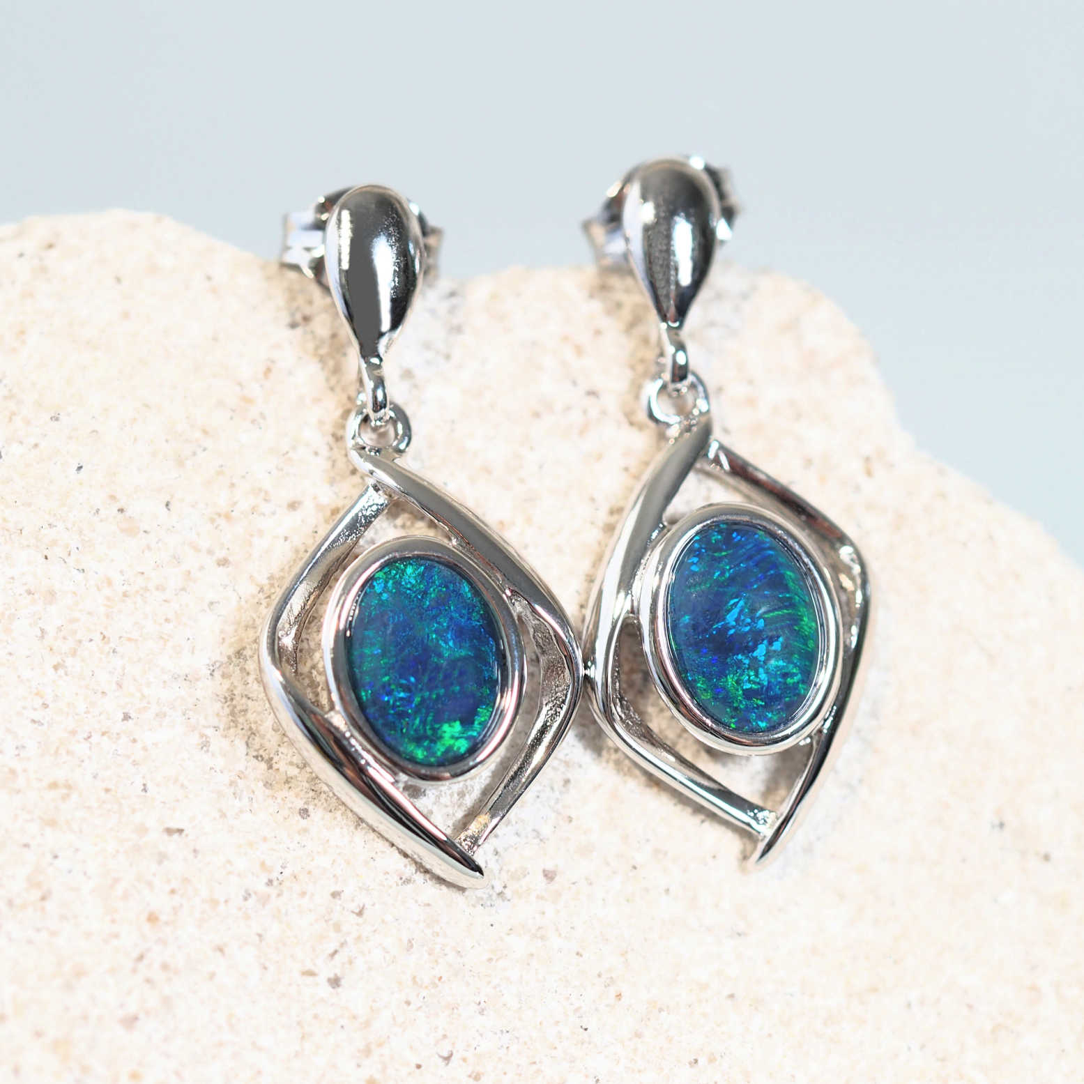 blue opal earrings