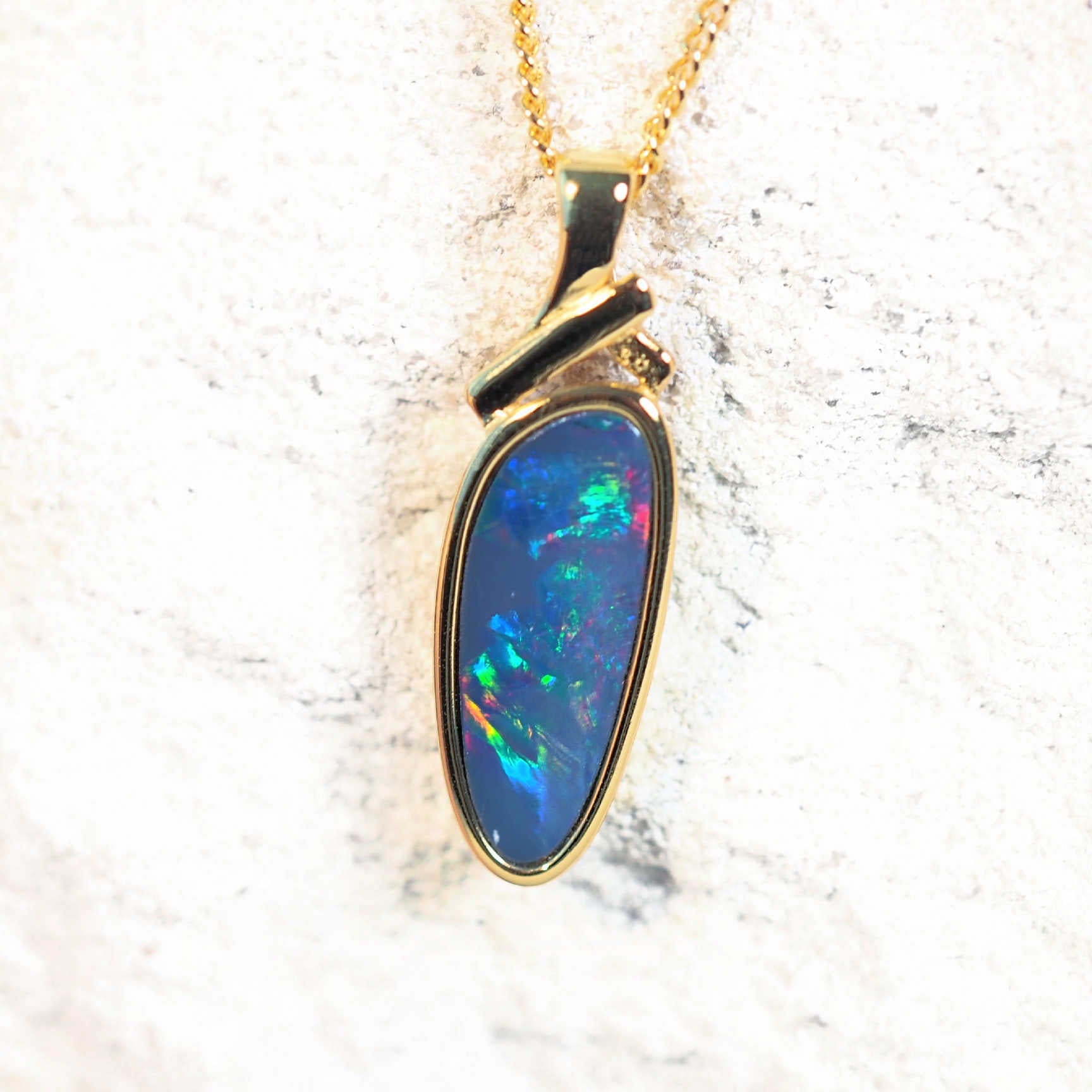 australian opal pendant set in gold plated silver