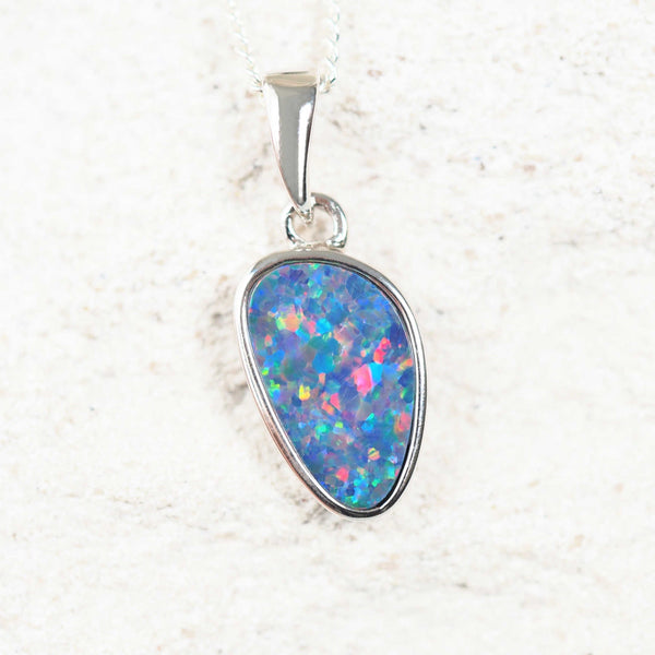 colourful opal pendant in silver