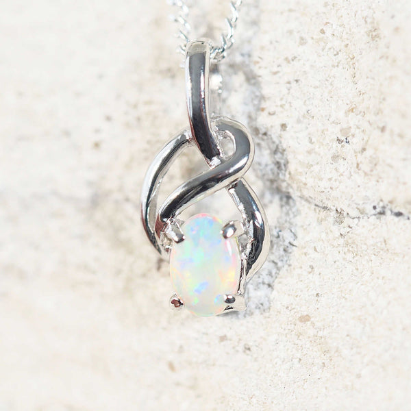 colourful silver opal pendant