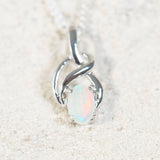 colourful opal pendant set in silver