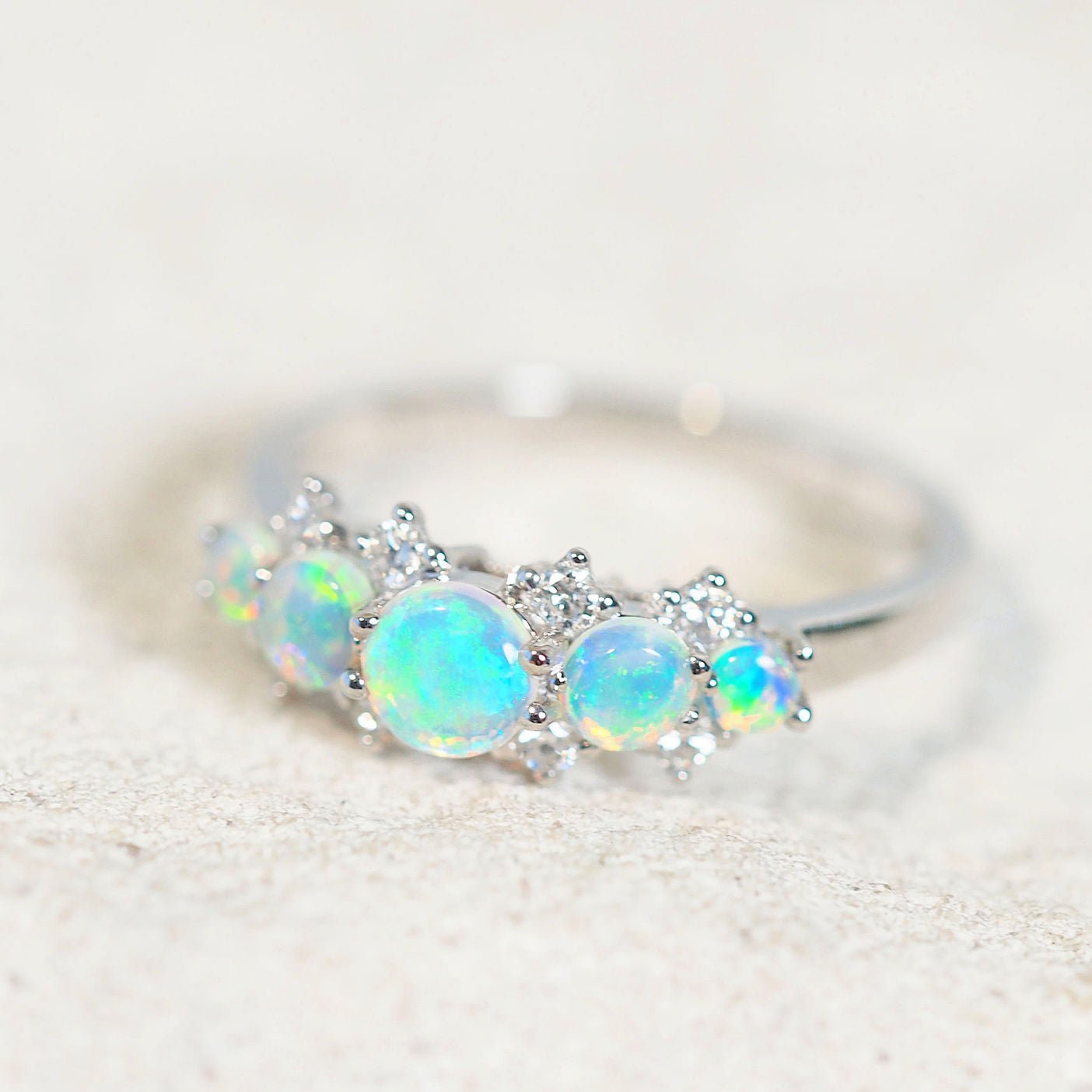 'Riona' 14ct White Gold Crystal Opal Ring