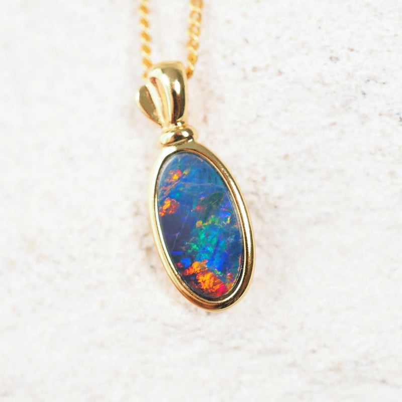 'Salome' Gold Plated Silver Doublet Opal Pendant