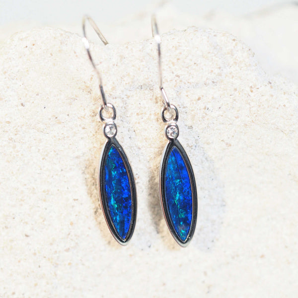 blue opal earrings in sterling silver