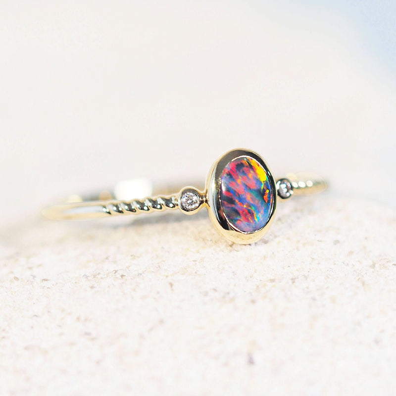 colourful black opal ring