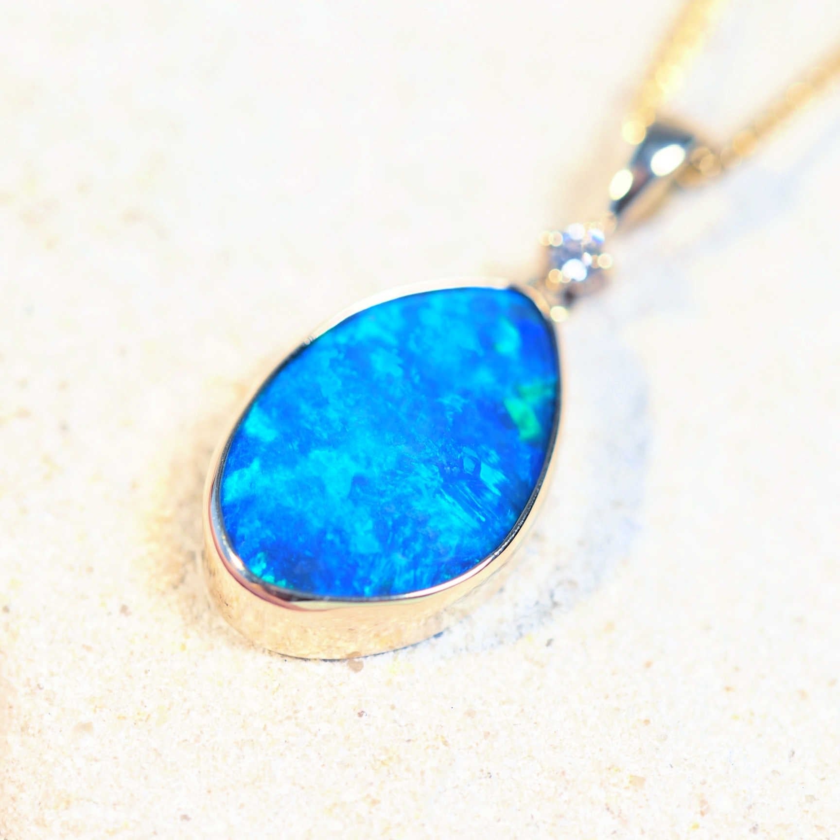 blue opal gold necklace