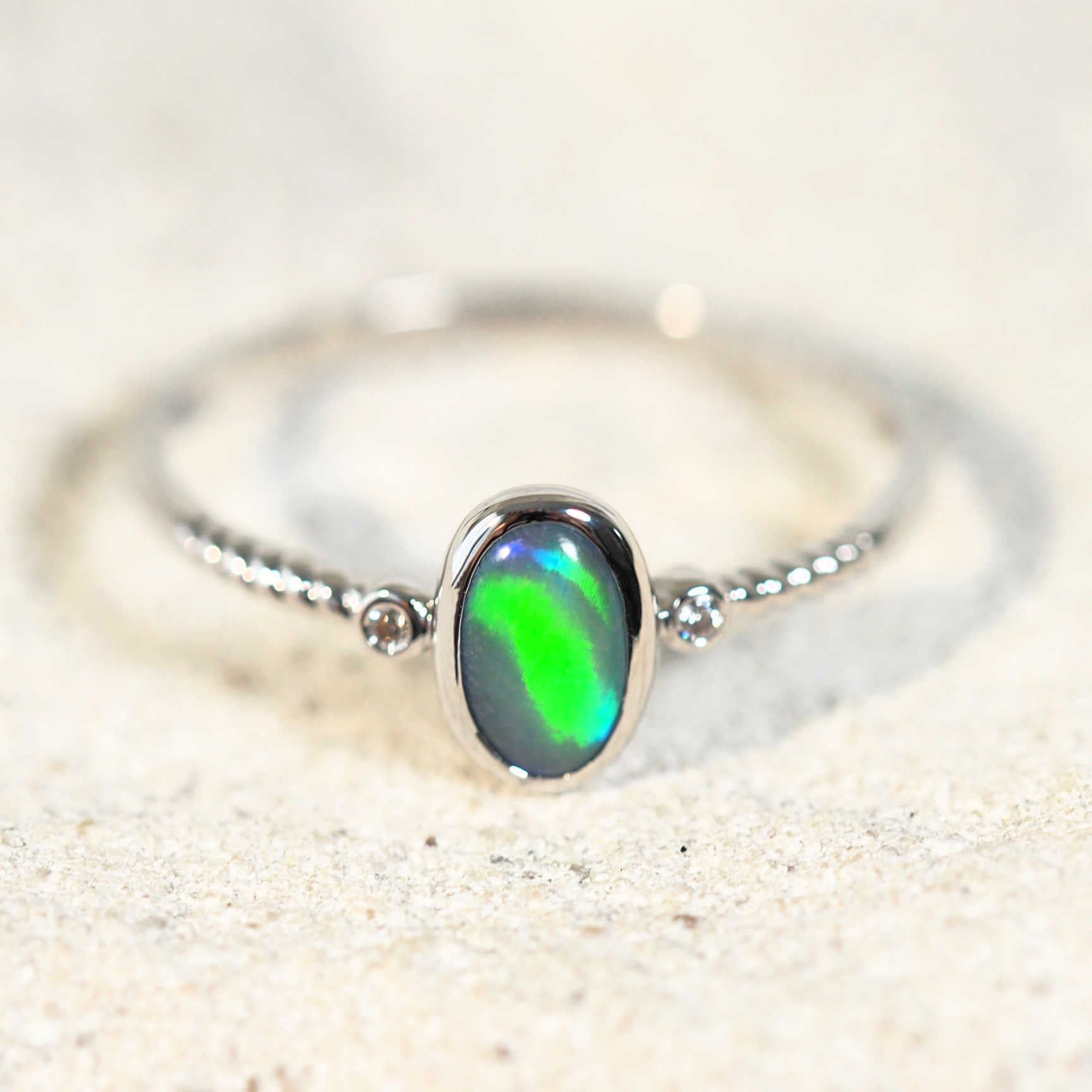 green black opal ring