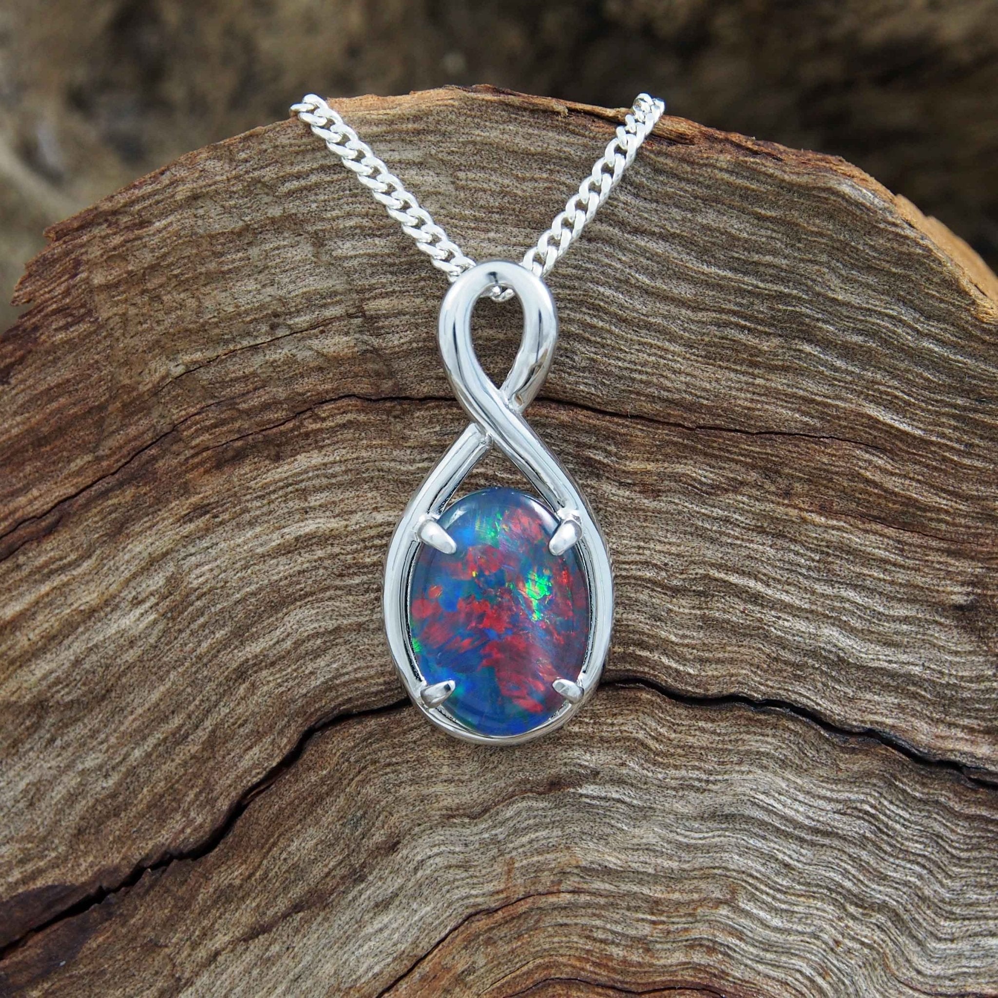 Silver Triplet Opal Necklace Pendant