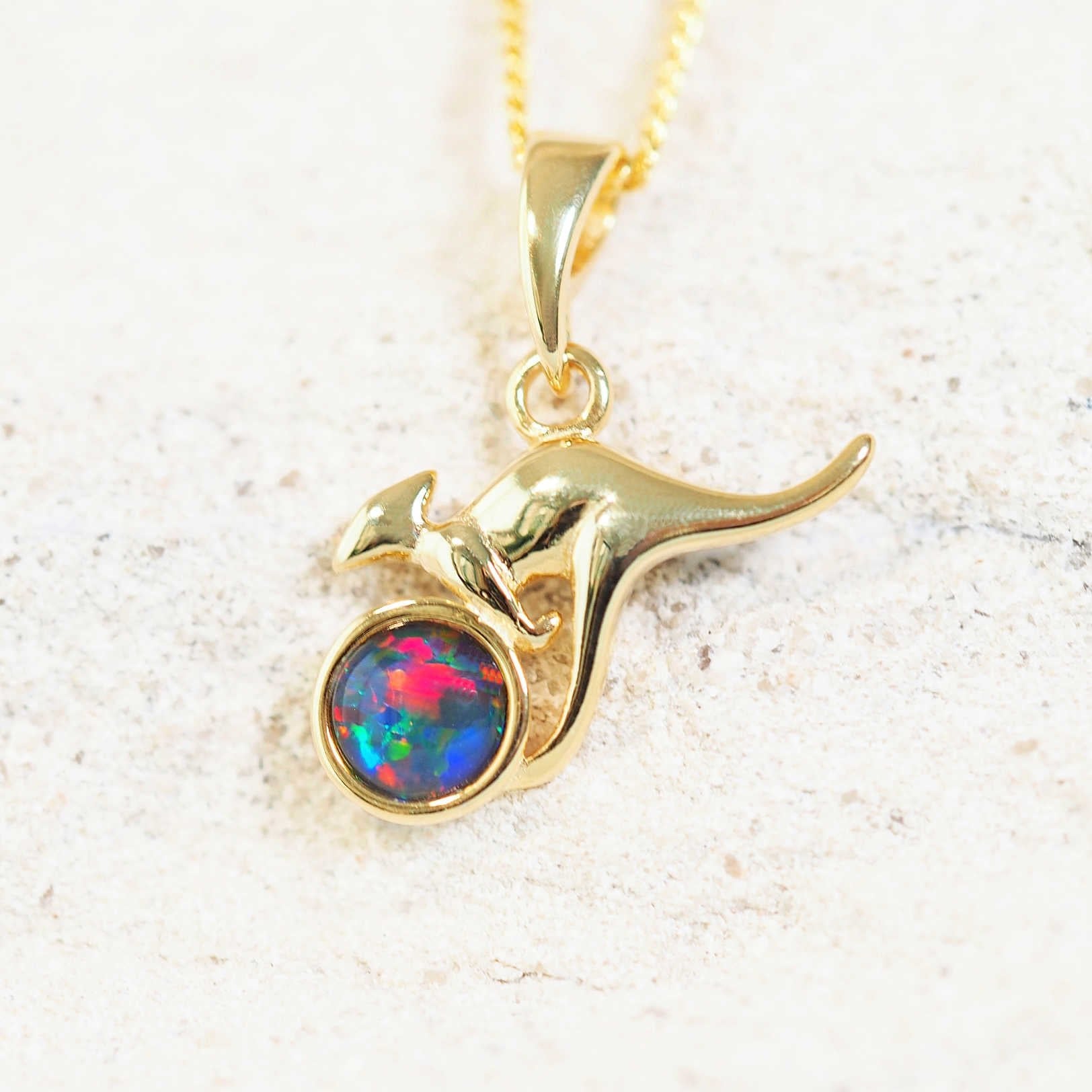 opal kangaroo pendant