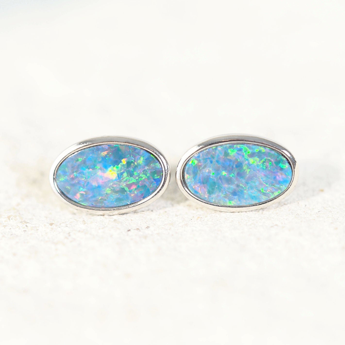 oval opal earrings