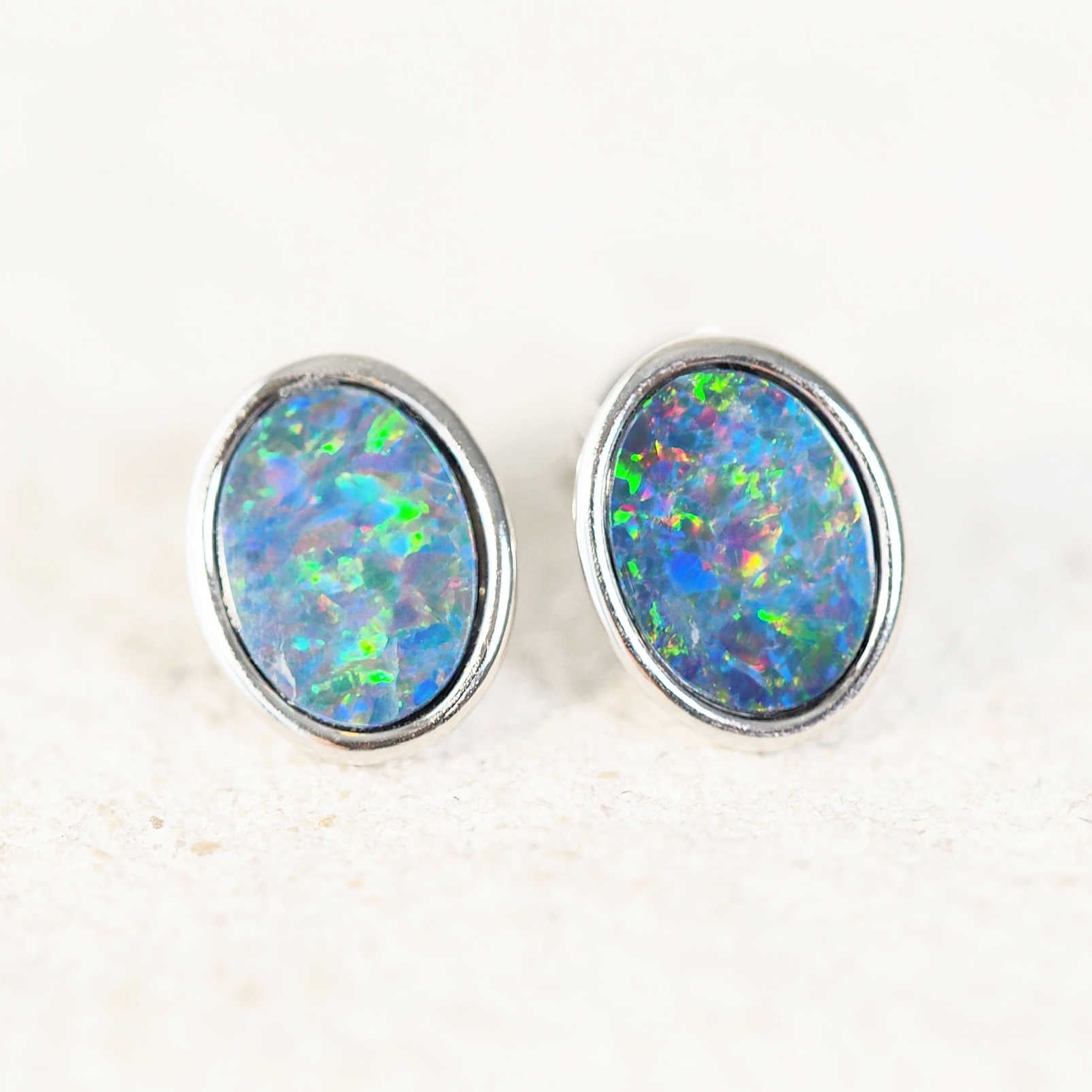 oval opal earrings