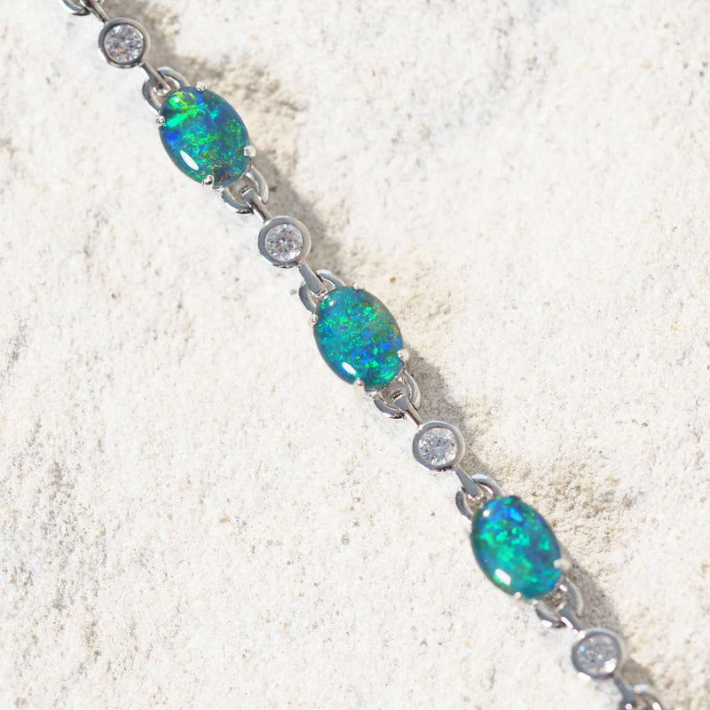 triplet opal bracelet featuring crystals