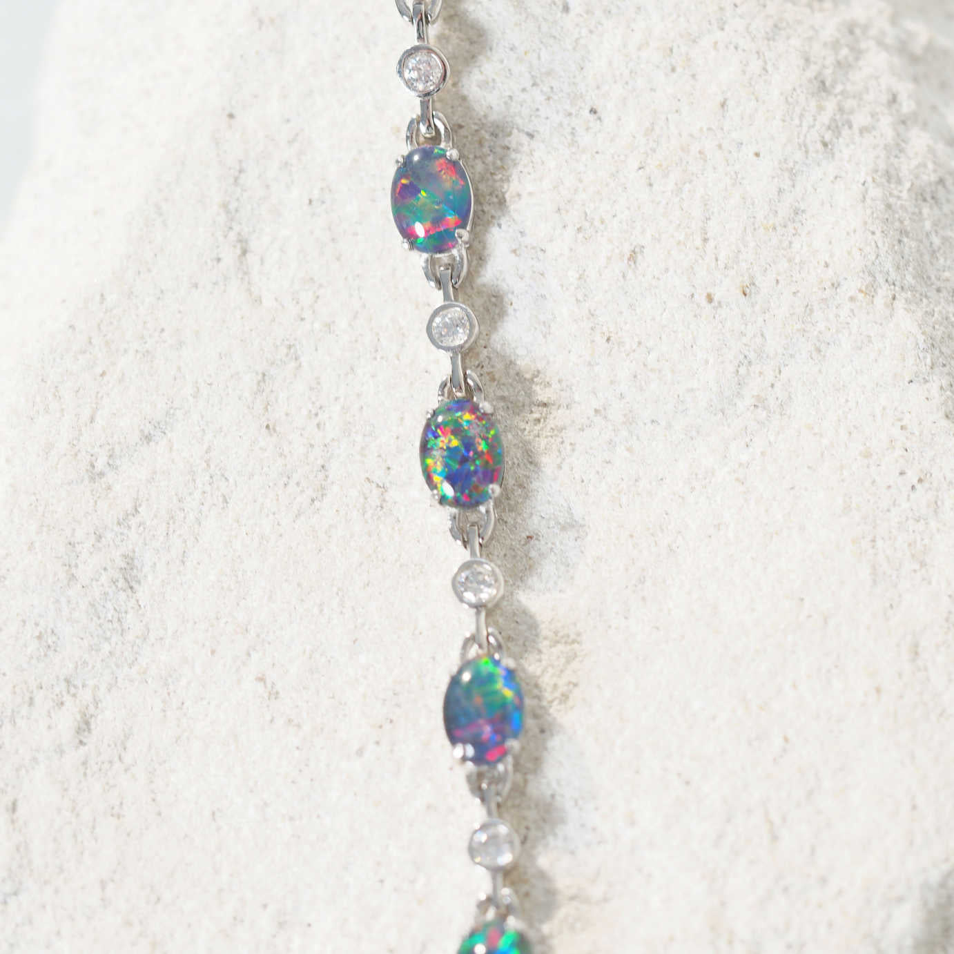 'Starlight' Silver Triplet Opal Bracelet