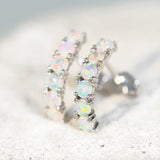 'Tatiana' 14ct White Gold White Opal Earrings