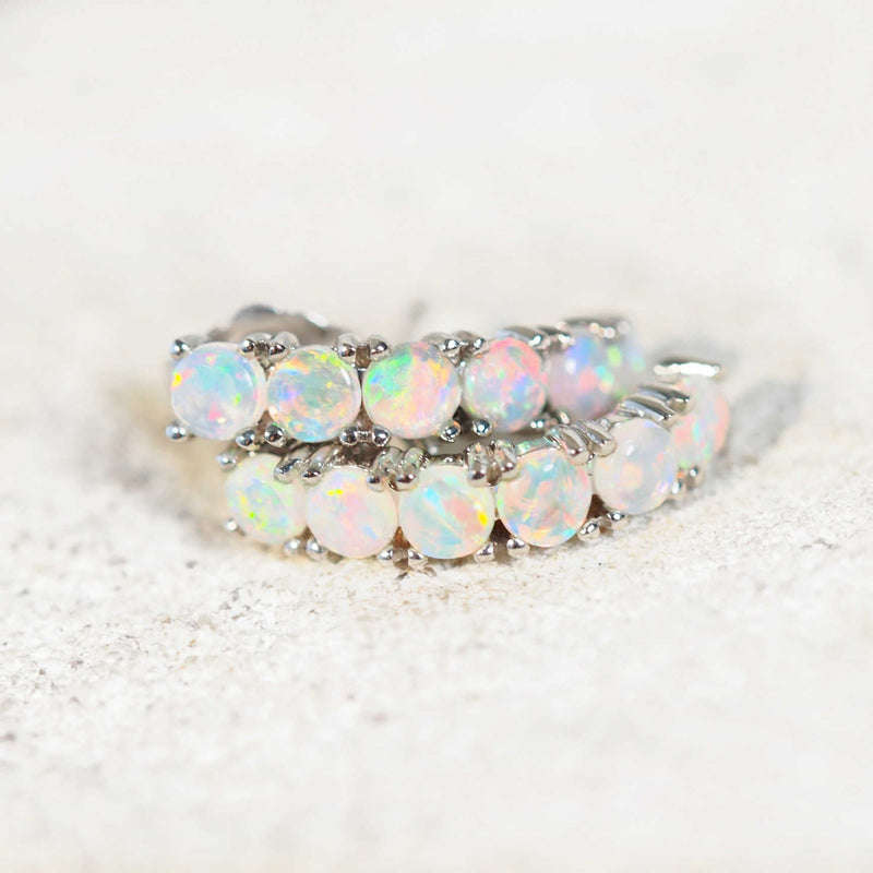 'Tatiana' 14ct White Gold White Opal Earrings