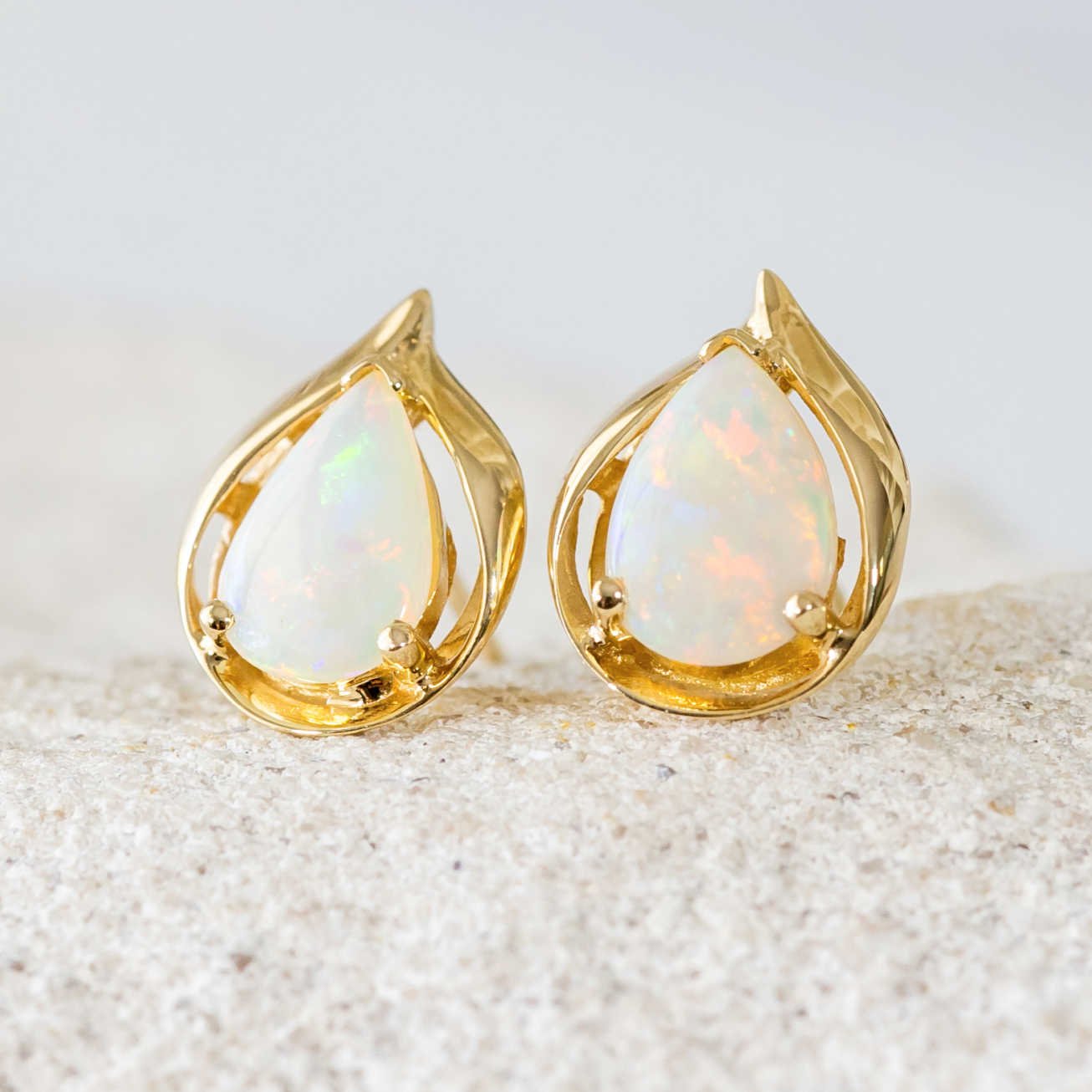 'Valerie' Gold Australian Crystal Opal Earring