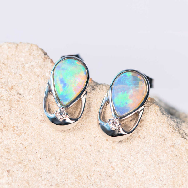 Fire Opal Stud Earrings 4mm Black Opal Stud Earrings Opal  Etsy India